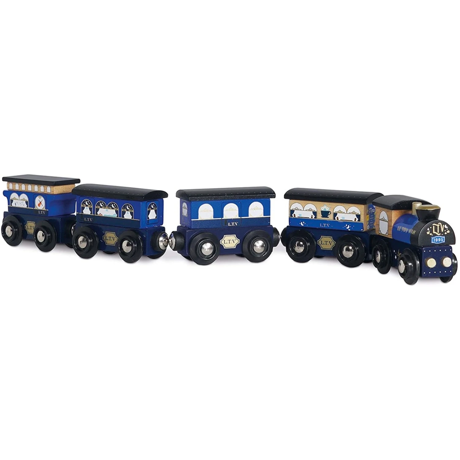 Le Toy Van Wooden Twilight Train (Blue) 2 Le Toy Van Wooden Twilight Train (Blue) - Image 2